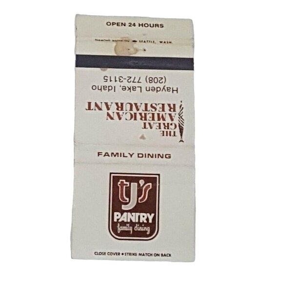 Other - Matchbook Cover TJs Pantry Great American Restaurant Hayden Lake Idaho ID